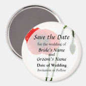 Rode Klaproos en Knop Save the Date Magneet (Voorkant / Achterkant)