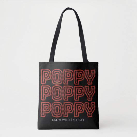 Rode klaproos groeit wild vrij bloemlettertype tote bag (Voorkant)