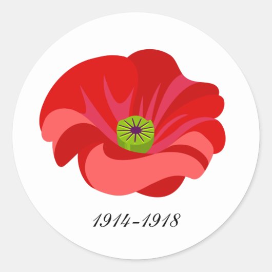 Rode klaproos herdenking ronde sticker (Voorkant)