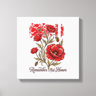 Rode Klaproos Herinner en Eer Vintage Herdenkings  Canvas Afdruk
