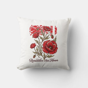Rode Klaproos Herinner en Eer Vintage Herdenkings  Kussen