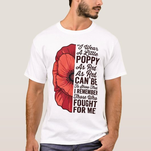 Rode klaproos herinneringscitaat Vector shirt ontw (Voorkant)