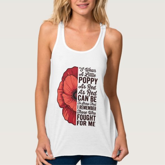 Rode klaproos herinneringscitaat Vector shirt ontw (Voorkant)