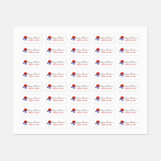 Rode klaproos & korenbloem rode, witte & blauwe kl labels (Vel)