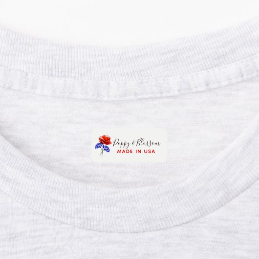 Rode klaproos & korenbloem rode, witte & blauwe kl labels (Aangebracht)