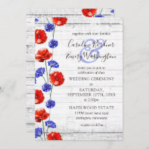 Rode klaproos & korenbloem rustiek hout bloemenbru