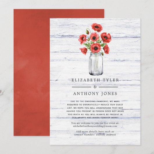 Rode Klaproos Landelijke Gastenlijst Gereduceerd Aankondiging (Voorkant / Achterkant)