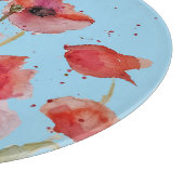 Rode klaproos op blauwe aquarel klaprozen decorati snijplank (Hoek)