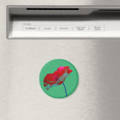 Rode klaproos op smaragdgroen magneet (Insitu (Vaatwasser))