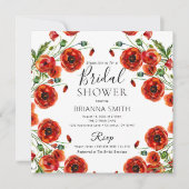 Rode Klaproos Romantische Bloemrijke Elegante Brui Kaart (Voorkant)