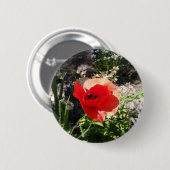 Rode klaproos ronde button 5,7 cm (Voorkant /achterkant)