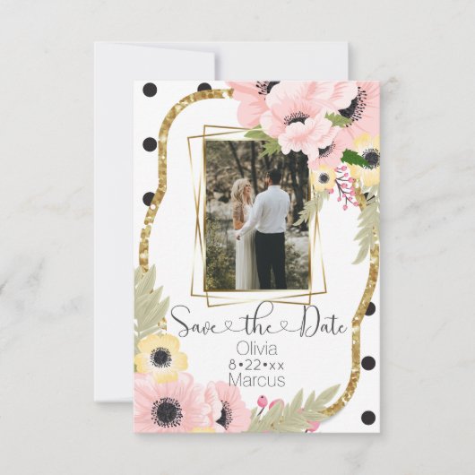 Rode Klaproos Save the Date Bloemige Foto Kaart (Voorkant)