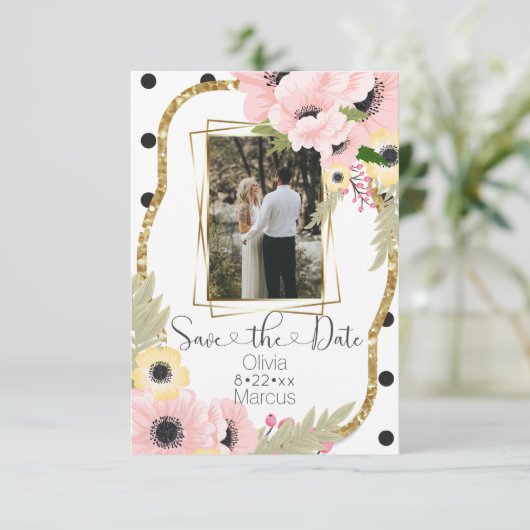 Rode Klaproos Save the Date Bloemige Foto Kaart (Staand voorkant)