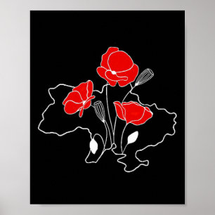 Rode Klaproos Steun Oekraïne Meisjes Marine Vintag Poster