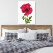 Rode klaproos tekening canvas afdruk (Insitu (Slaapkamer))