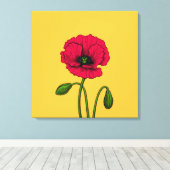 Rode klaproos tekening canvas afdruk (Insitu (Houten vloer))