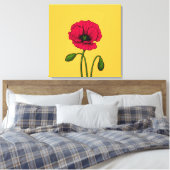 Rode klaproos tekening canvas afdruk (Insitu (Slaapkamer))