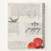 rode klaproos tekening + Victoriaans typografie Notitieboek (Achterkant)