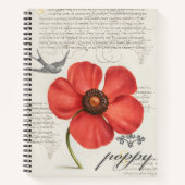 rode klaproos tekening + Victoriaans typografie Notitieboek (Voorkant)