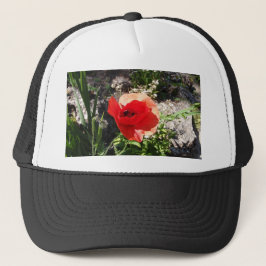 Rode klaproos trucker pet