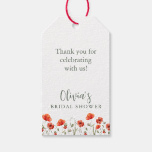 Rode Klaproos Tuin Bloemachtige Bruiloft Dank Je Cadeaulabel