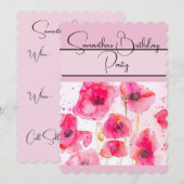 Rode Klaproos Watercolor bloem Klaprozen Kaart (Voorkant / Achterkant)