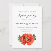 Rode klaproos waterverf bruiloft na feest kaart (Voorkant)