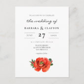 Rode klaproos waterverf bruiloft uitnodiging brief (Voorkant)