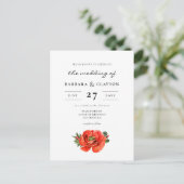 Rode klaproos waterverf bruiloft uitnodiging brief briefkaart (Staand voorkant)