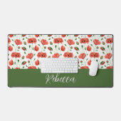 Rode Klaproos Waterverf Wilde Bloem Monogram Naam Bureaumat (Keyboard & Muis)