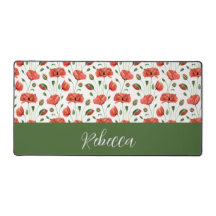 Rode Klaproos Waterverf Wilde Bloem Monogram Naam
