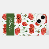 Rode Klaproos Waterverf Wilde Bloem Naam Case-Mate iPhone Case (Achterkant (horizontaal))