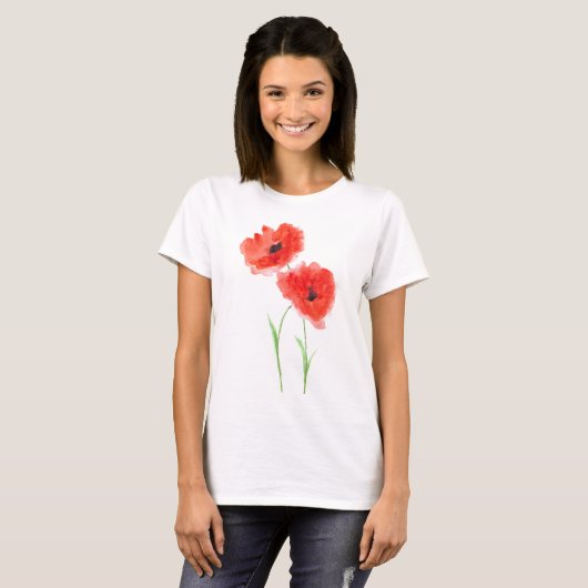 Rode klaproos Wildbloemen klaprozen T-shirt (Voorkant volledig)