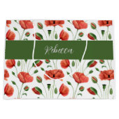 Rode klaproos wilde bloem aquarel monogram naam groot cadeauzakje (Voorkant)