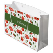 Rode klaproos wilde bloem aquarel monogram naam groot cadeauzakje (Achterkant Gekanteld)