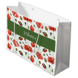 Rode klaproos wilde bloem aquarel monogram naam groot cadeauzakje