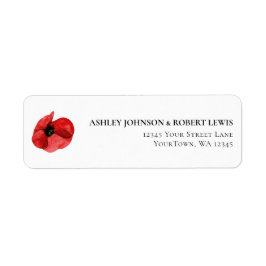 Rode Klaproos Wilde Bloem Bruiloft Retouradres Etiket