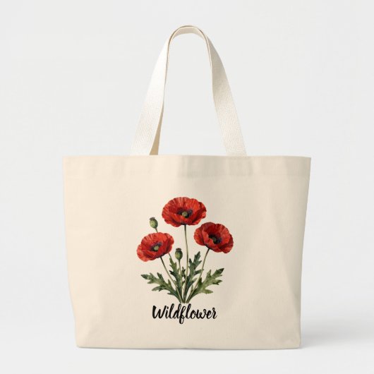 Rode Klaproos Wilde Bloem Tas |   (Voorkant)