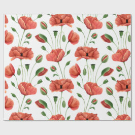 Rode Klaproos Wilde Bloem Waterverf Cadeaupapier