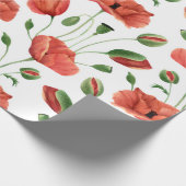 Rode Klaproos Wilde Bloem Waterverf Cadeaupapier (Hoek)