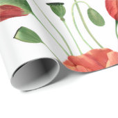 Rode Klaproos Wilde Bloem Waterverf Cadeaupapier (Rol Hoek)