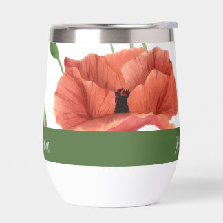 Rode Klaproos Wilde Bloem Waterverf Monogram Naam