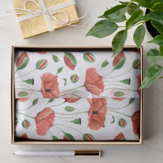 Rode Klaproos Wilde Bloem Waterverf Tissuepapier (Geschenk)