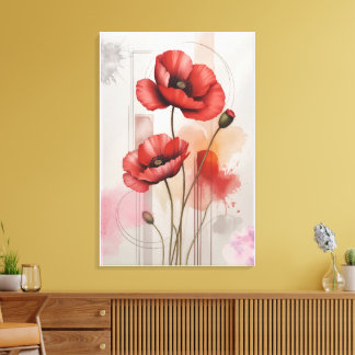 Rode klaproos woonkamer decoratie wandkunst