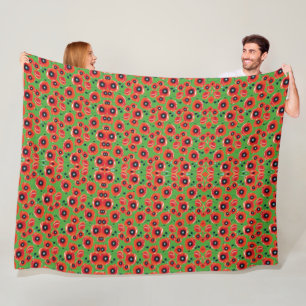Rode klaprozen appelgroen fleece deken