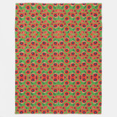 Rode klaprozen appelgroen fleece deken (Voorkant)