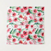 Rode klaprozen: aquarel bloemillustratie wandkleed (Voorkant (horizontaal))