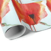 Rode klaprozen aquarel moderne bloemkunst cadeaupapier (Rol Hoek)