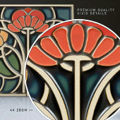 Rode klaprozen Art Deco Bloemendecoratie Art Nouve Tegeltje