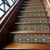 Rode klaprozen Art Deco Bloemendecoratie Art Nouve Tegeltje